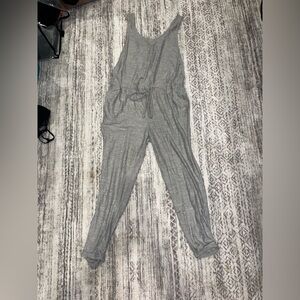 Gray Jumpsuit with Drawstring Waist